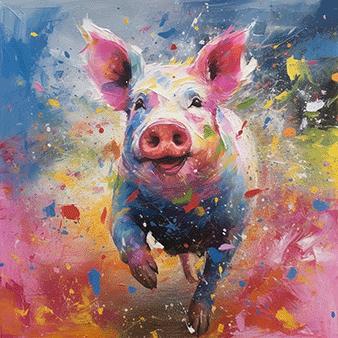 Action painting pig Action painting pig